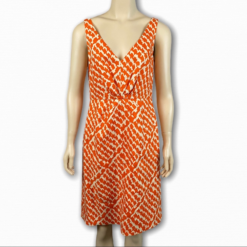100% Linen Orange & White Sleeveless Dress